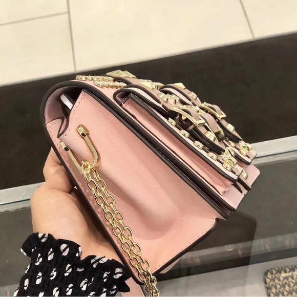 NWT Michael kors softpink Hayden Purse Studded Crossbody Shoulder Bag - Picture 3 of 13